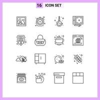 16 Creative Icons Modern Signs and Symbols of drawing design timer coding jewelry Editable Vector Design Elements