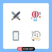 4 User Interface Flat Icon Pack of modern Signs and Symbols of sword mobile email send iphone Editable Vector Design Elements
