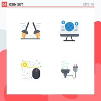 4 User Interface Flat Icon Pack of modern Signs and Symbols of broom click sweep computer per Editable Vector Design Elements