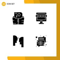 Set of 4 Modern UI Icons Symbols Signs for computing head ecommerce store transfer Editable Vector Design Elements