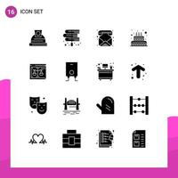 User Interface Pack of 16 Basic Solid Glyphs of copyright candle contacts wedding cake Editable Vector Design Elements