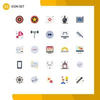 Universal Icon Symbols Group of 25 Modern Flat Colors of vase home military rank wifi record Editable Vector Design Elements