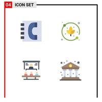 Modern Set of 4 Flat Icons and symbols such as book market share contacts plant people Editable Vector Design Elements