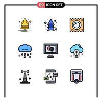 9 Universal Filledline Flat Colors Set for Web and Mobile Applications medical rainy condom rain pregnancy Editable Vector Design Elements