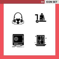 4 User Interface Solid Glyph Pack of modern Signs and Symbols of handbag cart loving ecommerce deposit Editable Vector Design Elements