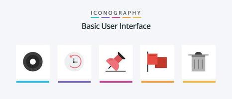 Basic Flat 5 Icon Pack Including . pin. ui. basic. Creative Icons Design vector