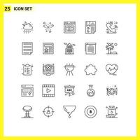 25 Universal Lines Set for Web and Mobile Applications call centre page business document bookmark Editable Vector Design Elements