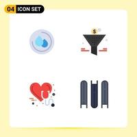 4 iconos creativos signos y símbolos modernos de filtro médico retorno de la inversión elementos de diseño vectorial editables del corazón vector