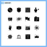 16 Thematic Vector Solid Glyphs and Editable Symbols of board summer app human avatar Editable Vector Design Elements