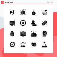 Group of 16 Modern Solid Glyphs Set for list computer monocycle checklist complete Editable Vector Design Elements