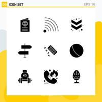 Set of 9 Modern UI Icons Symbols Signs for pill signs arrow direction arrows Editable Vector Design Elements