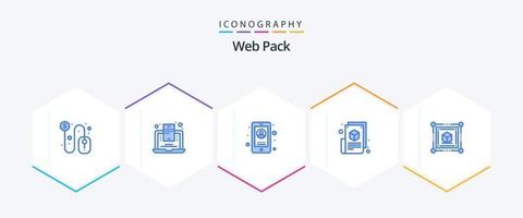 Web Pack 25 Blue icon pack including 3d. web blogging. business. blogging. blog page vector