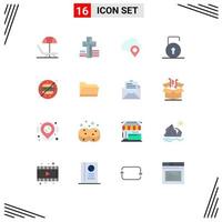 Modern Set of 16 Flat Colors Pictograph of park no pin no food protect Editable Pack of Creative Vector Design Elements