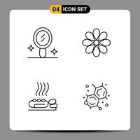 Line Pack of 4 Universal Symbols of interior heat decoration plant spa Editable Vector Design Elements