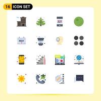 Group of 16 Flat Colors Signs and Symbols for time date card calendar peas Editable Pack of Creative Vector Design Elements