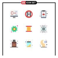 conjunto de 9 iconos de interfaz de usuario modernos signos de símbolos para la configuración de spa de desplazamiento de china elementos de diseño de vector editables de dinero