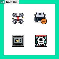 4 Creative Icons Modern Signs and Symbols of cam amplifier drone robot less open volume Editable Vector Design Elements