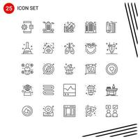 Modern Set of 25 Lines Pictograph of construction building environment architecture wall Editable Vector Design Elements