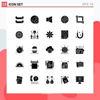 25 User Interface Solid Glyph Pack of modern Signs and Symbols of graphic crop off location navigator Editable Vector Design Elements