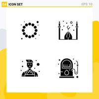 4 Universal Solid Glyph Signs Symbols of beads painter mosque moon energy Editable Vector Design Elements