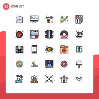 25 iconos creativos signos y símbolos modernos de datos sangre clave virus gérmenes elementos de diseño vectorial editables vector