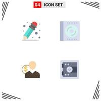 Editable Vector Line Pack of 4 Simple Flat Icons of pencil costs cd disc finance Editable Vector Design Elements