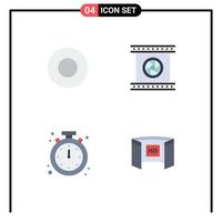 4 iconos planos universales establecidos para aplicaciones web y móviles lentes de cámara de alerta de plato objetivos fotográficos elementos de diseño vectorial editables móviles vector