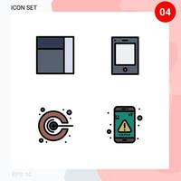 Pack of 4 Modern Filledline Flat Colors Signs and Symbols for Web Print Media such as grid promotion ipad idea error Editable Vector Design Elements