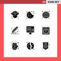 Set of 9 Modern UI Icons Symbols Signs for paint document sweet creative web Editable Vector Design Elements