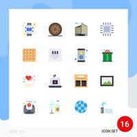 16 User Interface Flat Color Pack of modern Signs and Symbols of cookie gadget pie devices chip Editable Pack of Creative Vector Design Elements