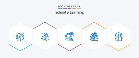 School And Learning 25 Blue icon pack including . education. find. bookmark. globe vector