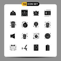 Set of 16 Modern UI Icons Symbols Signs for shopping debit mail credit mardi gras Editable Vector Design Elements