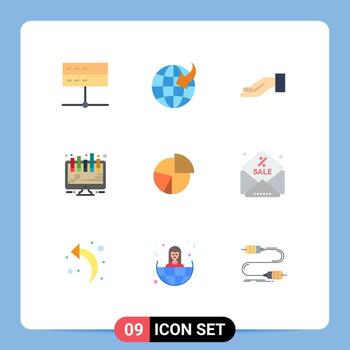 Pictogram Set of 9 Simple Flat Colors of finance business alms chart board Editable Vector Design Elements