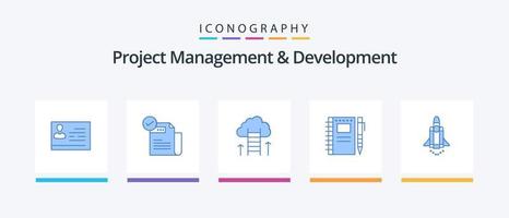 Project Management And Development Blue 5 Icon Pack Including drawing. focus. featured. success. career. Creative Icons Design vector