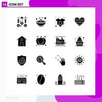 Set of 16 Modern UI Icons Symbols Signs for report like lamp love newborn Editable Vector Design Elements