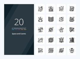 20 Space Outline icon for presentation vector