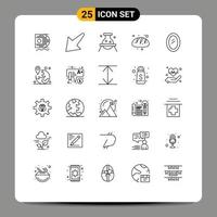 Modern Set of 25 Lines Pictograph of furniture food biology bread bakery Editable Vector Design Elements