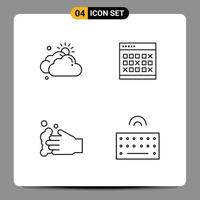 4 iconos creativos signos y símbolos modernos de programación en la nube evento solar limpieza elementos de diseño vectorial editables vector