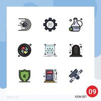 Pictogram Set of 9 Simple Filledline Flat Colors of editing puzzle options education spa Editable Vector Design Elements