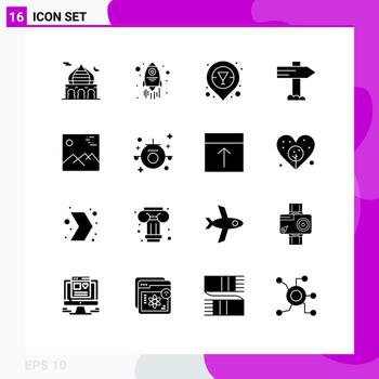 16 Solid Glyph concept for Websites Mobile and Apps canada image champagne bar location gallery map Editable Vector Design Elements