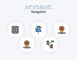 paquete de iconos llenos de línea de navegación 5 diseño de iconos. localización. mapa. descargar. descargar. alfiler vector