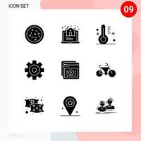 User Interface Pack of 9 Basic Solid Glyphs of learning tutorials design multimedia media Editable Vector Design Elements