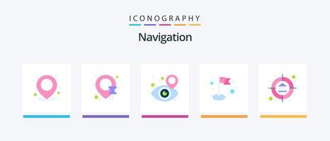 paquete de iconos de 5 planos de navegación que incluye destino. propiedad. localización. casa. bandera. diseño de iconos creativos vector