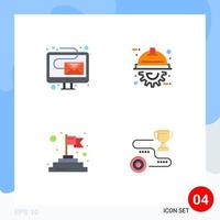 User Interface Pack of 4 Basic Flat Icons of digital flag newsletter engineering achievement Editable Vector Design Elements