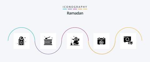 Ramadan Glyph 5 Icon Pack Including islamic . calendar . ramadan vector