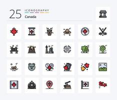 Canada 25 Line Filled icon pack including maple. canada. arctic. autumn. cap vector