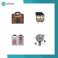 Modern Set of 4 Filledline Flat Colors Pictograph of business acumulator globe opponent power Editable Vector Design Elements