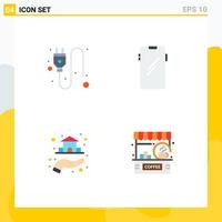 Pack of 4 creative Flat Icons of electric real phone huawei hand Editable Vector Design Elements