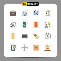 Group of 16 Modern Flat Colors Set for tower construction night building schedule Editable Pack of Creative Vector Design Elements