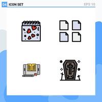 4 Thematic Vector Filledline Flat Colors and Editable Symbols of calendar smartphone romance multiple tranfer Editable Vector Design Elements